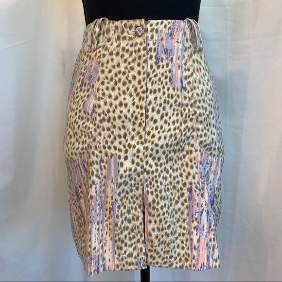 DKNY Golf Leopard cheetah animal print tan brown lilac peach skirt Sz 10 NWOT - Picture 4 of 13